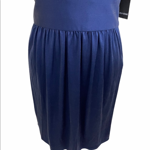 Laila Azhar dark blue 100% silk dress Size Medium New With Tag. - Picture 4 of 11